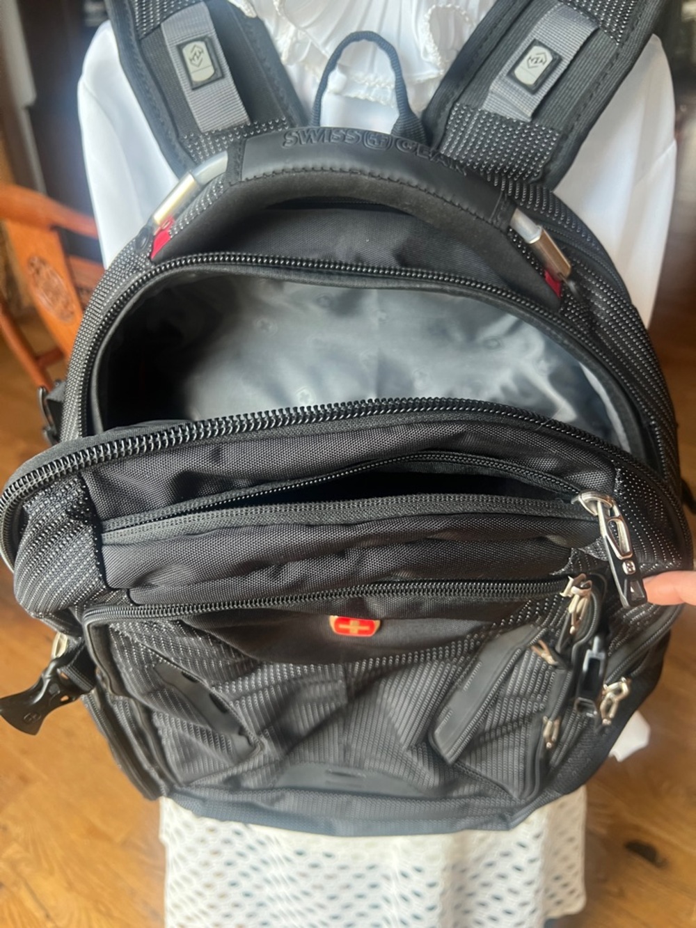 SwissGear Black Backpack with Red Logo Accent - Picture 8 of 11